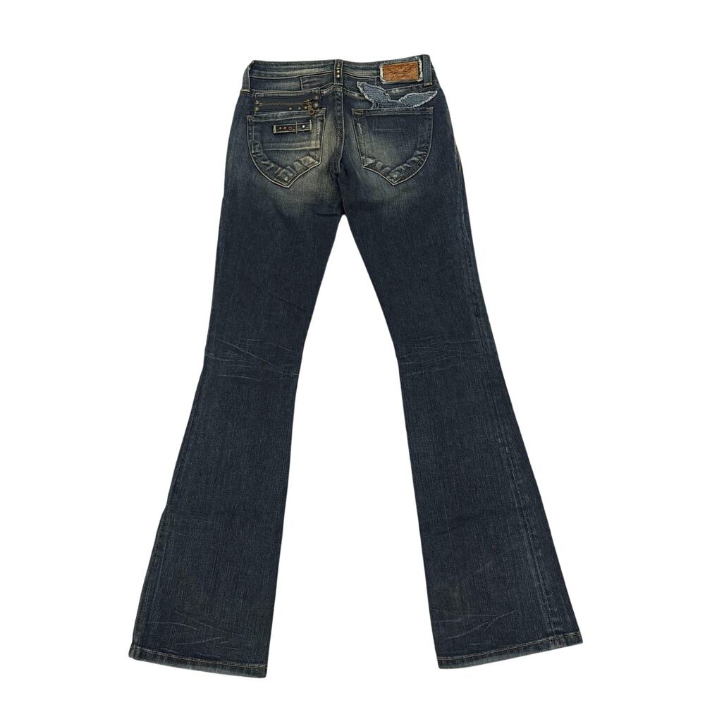 Robin's Jean Bootcut Jeans 25 Wing Embroidery Studded Medium Wash